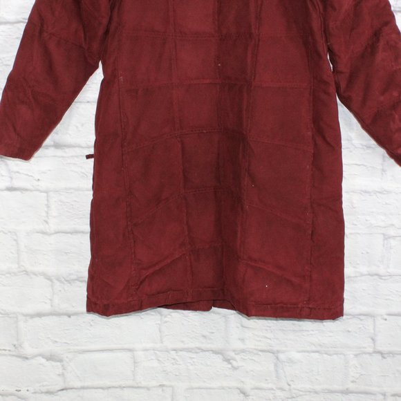 LL BEAN Red Quilted Goose Down Coat Jacket Parka Faux Fur Size L Reg - Picture 8 of 10